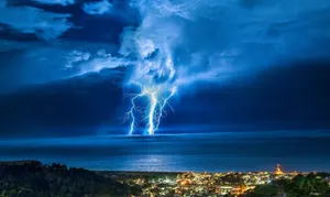 Cool Landscape With Massive Lightning Wallpaper