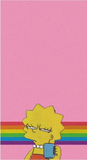 Cool Lisa Simpson Sipping Drink Wallpaper