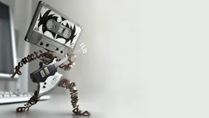Cool Music Cassette Playing Guitar Wallpaper