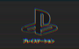 Cool Ps4 With Logo In Japanese With Colored Lines Wallpaper
