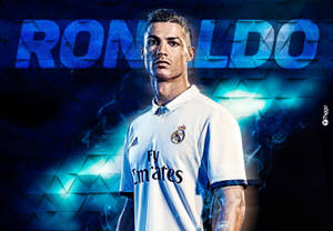 Cool Real Madrid Cr7 3d Blue Background Wallpaper
