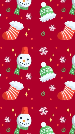 Cool Red Christmas Pattern Wallpaper