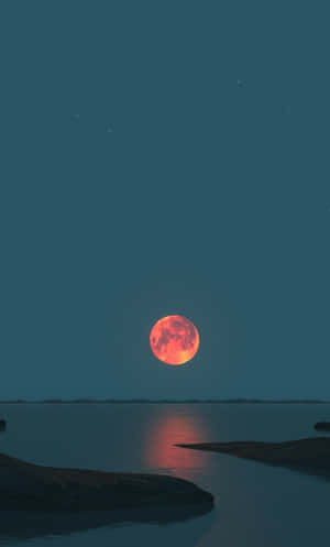 Cool Red Moon In Sky Wallpaper