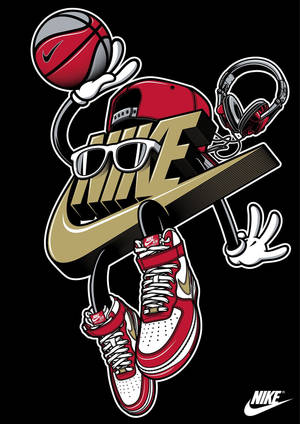 Cool Red Nike Cartoon Logo Wallpaper