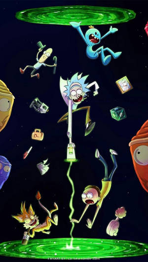 Cool Rick And Morty Green Portal Wallpaper
