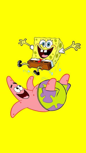 Cool Spongebob And Patrick In The Air Wallpaper