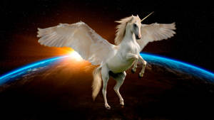 Cool Unicorn Flying Earth Wallpaper