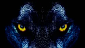 Cool Yellow-eyed Black Wolf Wallpaper