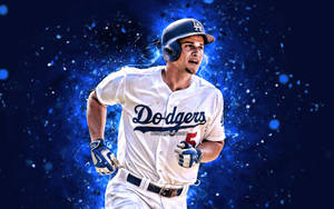 Corey Seager Running With Blue Lights Wallpaper