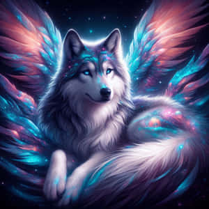 Cosmic Winged Wolf Artwork Wallpaper
