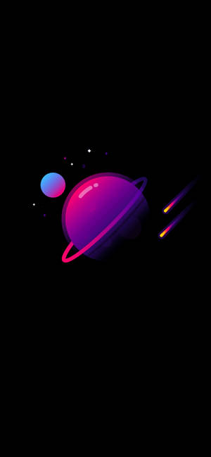 Cosmos Purple Planet Art Wallpaper