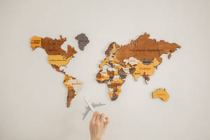 Countries Map Wooden Pieces Wallpaper