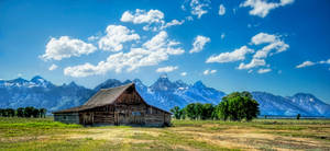 Country Summer Wood Cabin Mountains Wallpaper