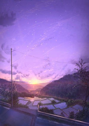 Countryside Purple Anime Aesthetic Wallpaper