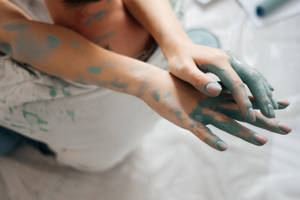 Couple Hands Paint Wallpaper