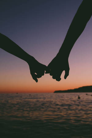 Couple Hands Silhouette Sunset Wallpaper