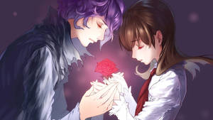 Couple Holding Rose Love Anime Wallpaper