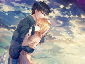 Couple Hugging Love Anime Desktop Background Wallpaper