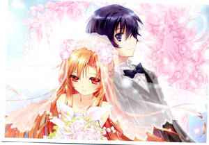 Couple In Wedding Attire Love Anime Wallpaper