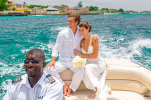 Couples At Beach On A Boat Wallpaper