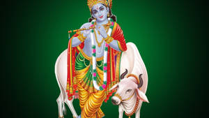 Cow With Krishna 4k Wallpaper