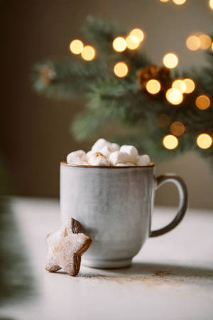 Cozy Christmas Aesthetic Choco Cup Wallpaper