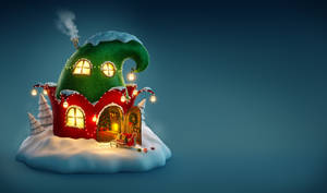 Cozy Christmas Elf House Wallpaper