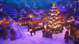 Cozy Christmas Village During The Holidays Wallpaper