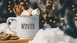 Cozy Mug Marshmallows Winter Desktop Wallpaper