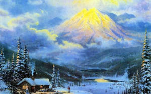 Cozy Winter Day In A Painting Wallpaper
