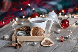 Cozy Winterchristmans Wooden Table Desktop Wallpaper