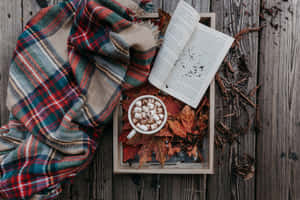 Cozy Wooden Table Winter Desktop Wallpaper