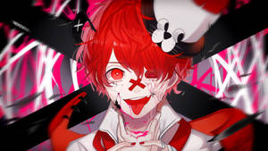 Crazy Red Anime Boy Art Desktop Wallpaper