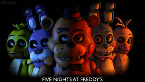 Creative Artwork Of Fnaf Classic And Toy Wallpaper
