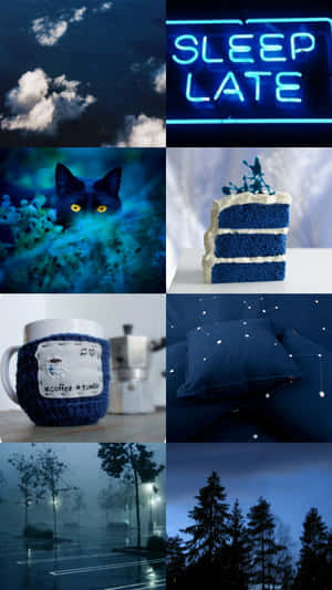 Creative Blue Collage Art Wallpaper