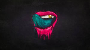 Creative Pink Lips Tongue Wallpaper