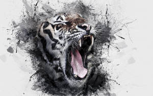Creative Tiger Roaring Art Wallpaper