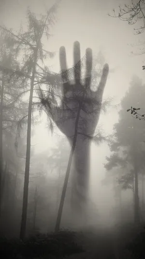 Creepy Forest Hand Silhouette Wallpaper