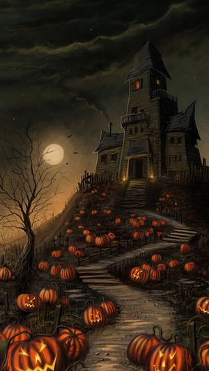 Creepy Haunted House Halloween Phone Wallpaper