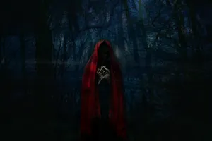 Creepy Red Hood Forest Wallpaper