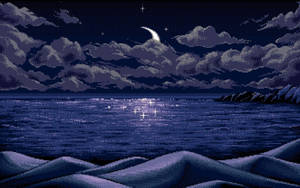 Crescent Moon Aesthetic Art Desktop Wallpaper