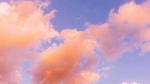 Crescent Moon Aesthetic Cloud Desktop Wallpaper