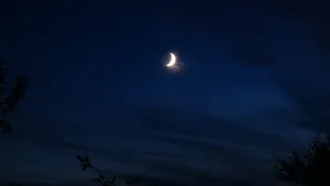 Crescent Moon In Navy Blue Sky Wallpaper