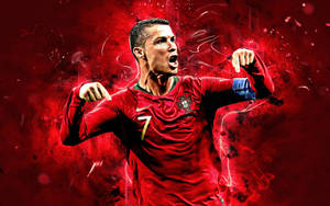 Cristiano Ronaldo Portugal Celebration Red Wallpaper