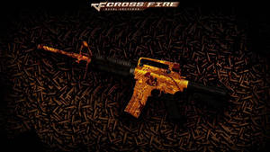 Crossfire Gold And Black Sniper Rifle Wallpaper