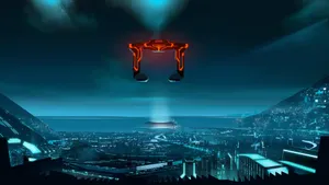 Cruise Through The Mesmerizing Cybercity Of Tron Wallpaper