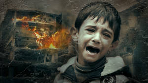 Crying Sad Boy At War Wallpaper