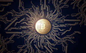 Crypto Bitcoin In Navy Blue Motherboard Wallpaper