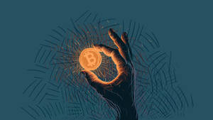 Cryptocurrency Coin With A Hand Wallpaper