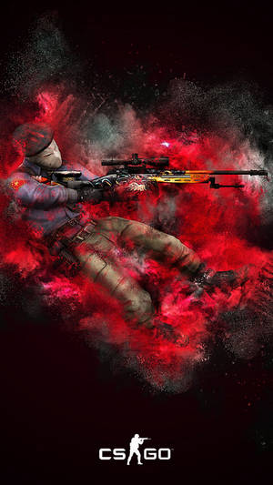 Cs Go Soldier In Red Smoke Cloud Iphone Wallpaper